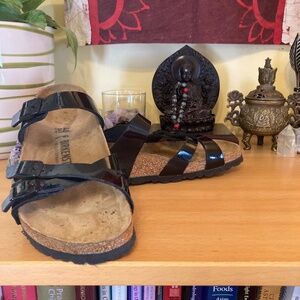 Birkenstock Franca 40 Patent Leather Sandals Shoe Excellent Condition
